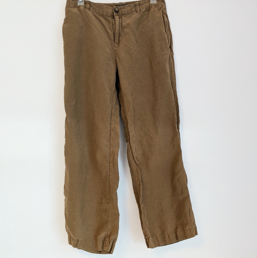 Lauren Ralph Lauren Costal Grandma Silk Linen Blend Tan Pants 6